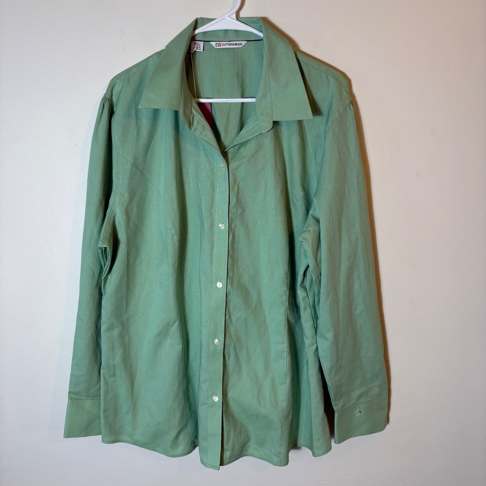 NWT Cutter & Buck‎ Button Up Shirt XXXL Green Long Sleeve